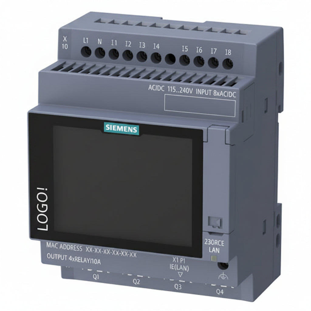 Siemens LOGO! 230RCE 6ED1052-1FB08-0BA3 compact logic module, 8 digital inputs, 4 relay outputs, Ethernet