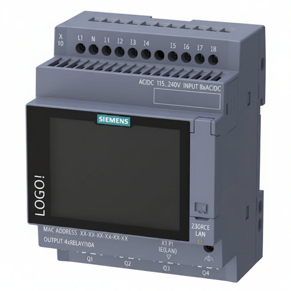 Siemens LOGO! 230RCE 6ED1052-1FB08-0BA3 compact logic module, 8 digital inputs, 4 relay outputs, Ethernet