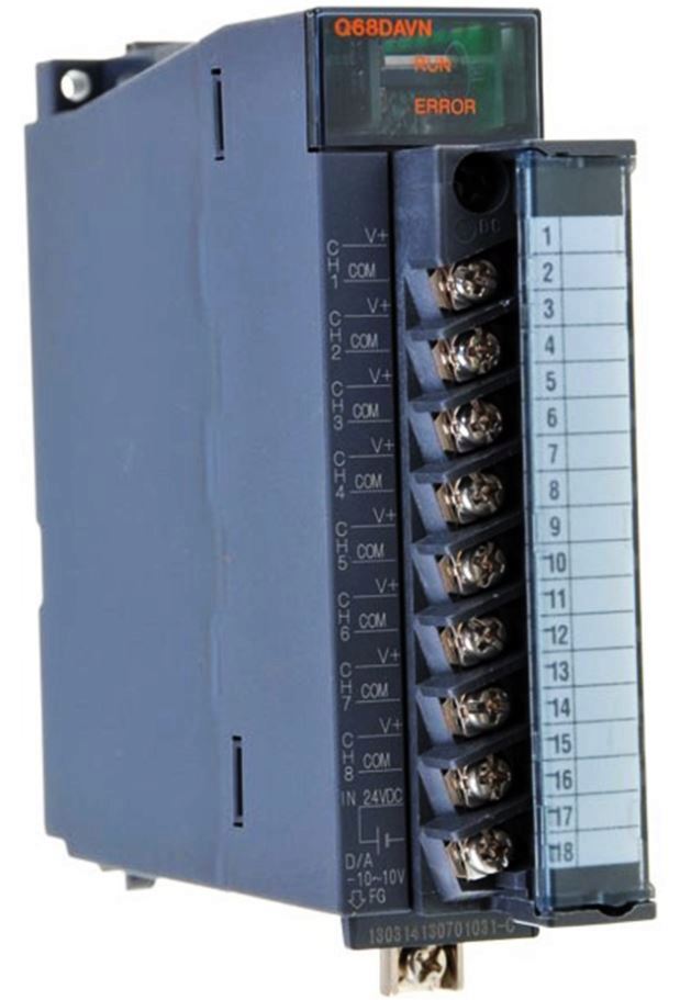 Mitsubishi Q68DAVN Q Series I/O Module white background product image