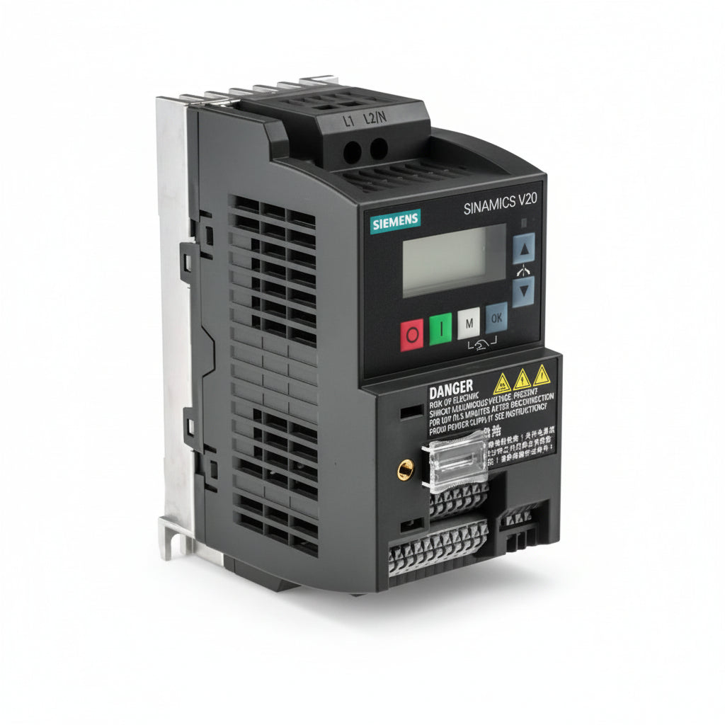 Siemens 6SL3210-5BB13-7UV1 SINAMICS Frequency Converter white background product image